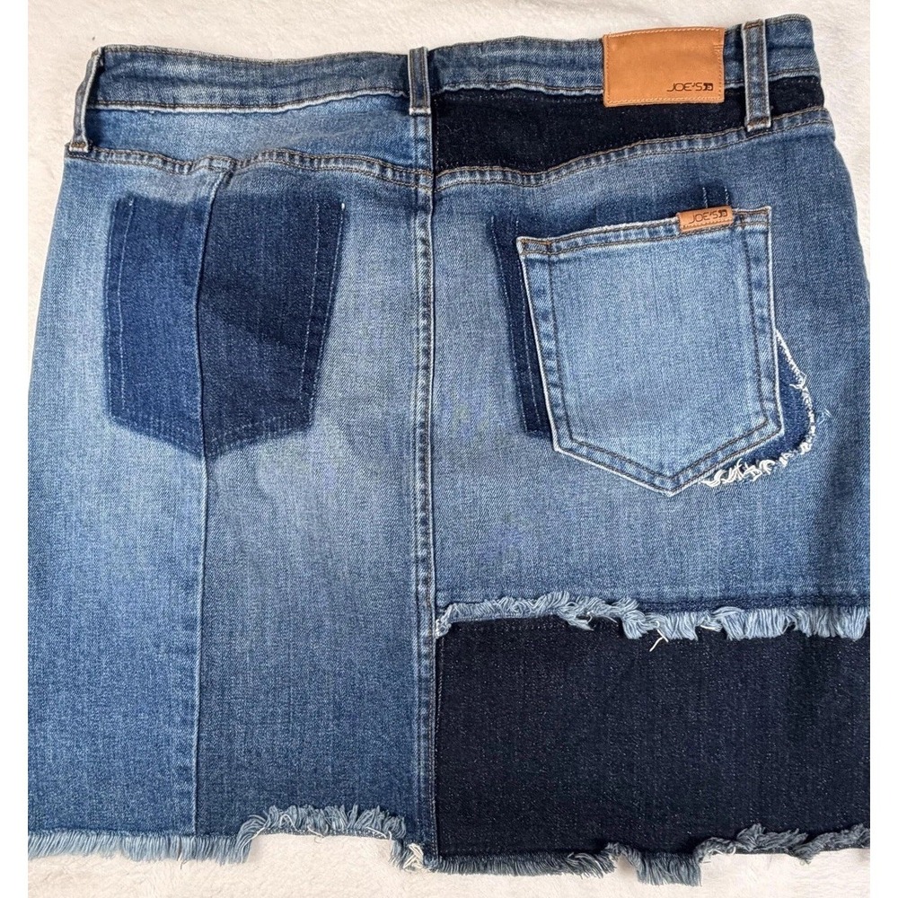 Joe's Jeans Skirt Womens 31 Blue Denim Patchwork Mini Raw Frayed Hem Distressed